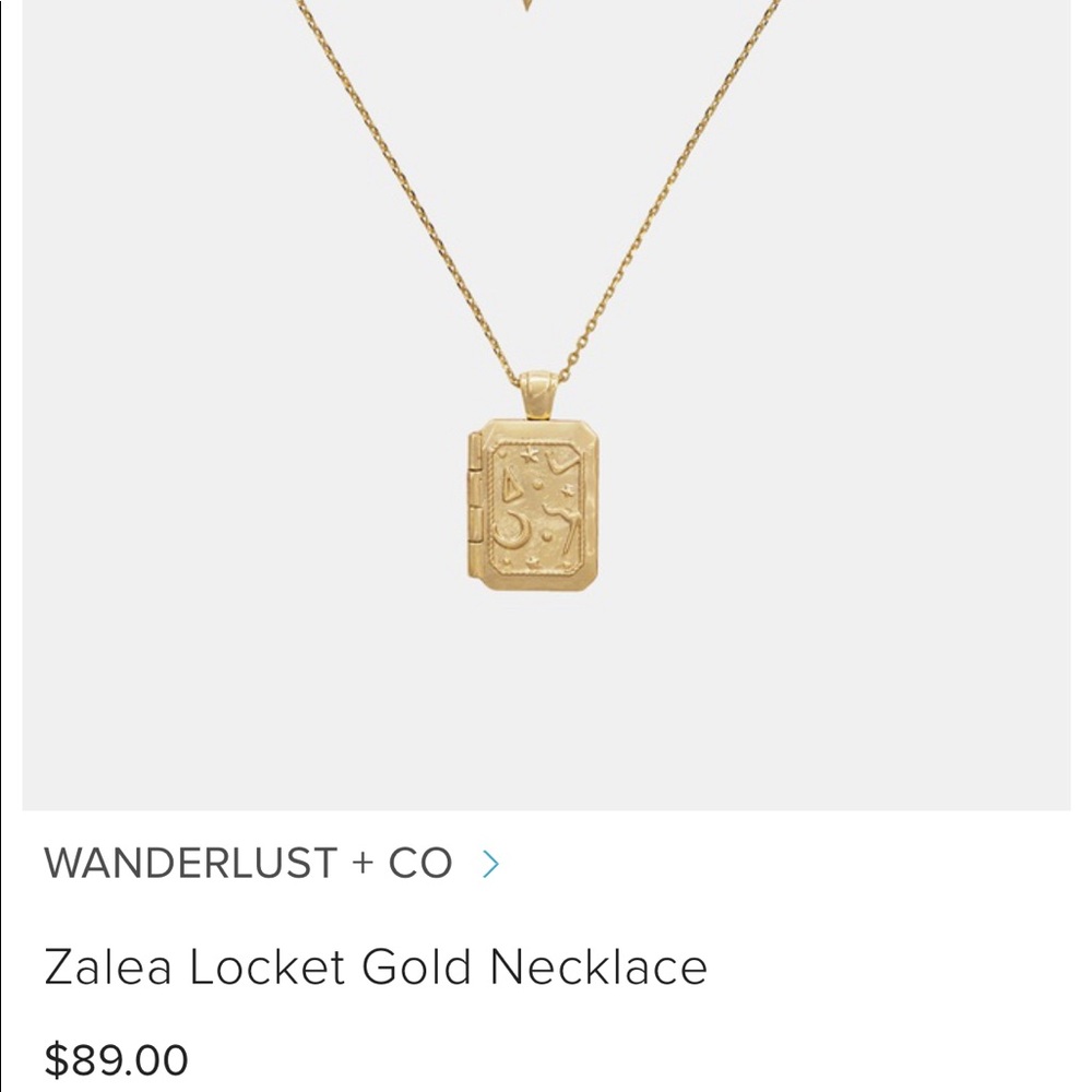 Wanderlust + Co Zalea Locket Gold Necklace